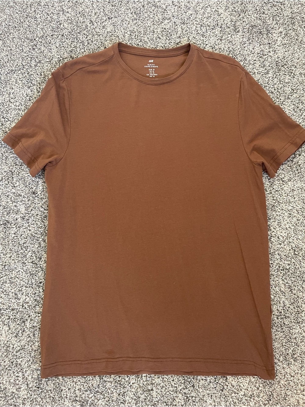 H&M Men's Short Sleeve Crew Neck T-Shirt in Brown